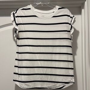 Crown and Ivy Black and White Striped Tee